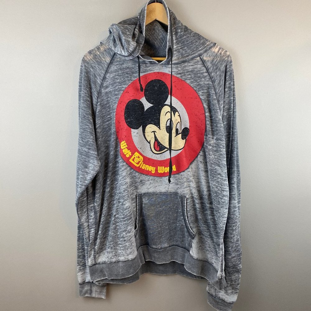 Disney Burnout Mickey Mouse Hoodie Grey 2XL